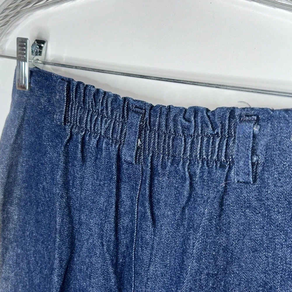 Suburban Petites VTG 80s Denim Skirt Sz 6 P Maxi Pencil Pockets Pleated Blue USA